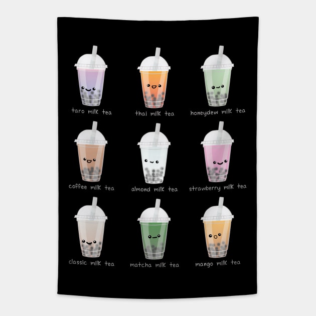 Boba Tea, Bubble Tea Menu Tapestry by YourGoods