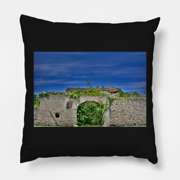 Derelict Italian Farmhouse Walls Pillow by jojobob