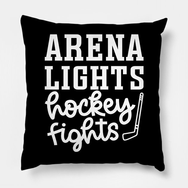 Arena Lights Hockey Fights Hockey Mom Cute Funny Pillow by GlimmerDesigns