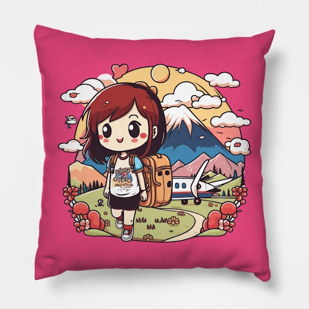 Exploring the world with my cute travel buddy Pillow by Pixel Poetry