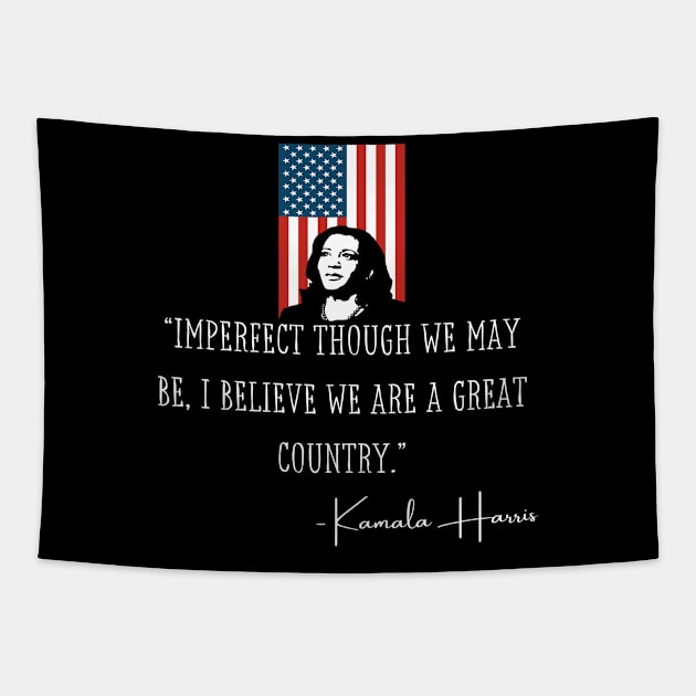 Imperfect Madam VP Harris Quote Biden Inauguration 2021 Tapestry by Lone Wolf Works