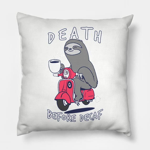 Coffee Scooter Sloth Pillow by robotface