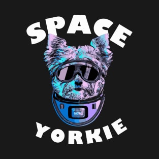 Space Yorkie Synthwave Yorkshire Terrier Dog Lover T-Shirt