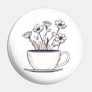 aesthetci Flowers Blooming Fom A cup Of Coffee Pin