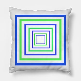 Concentric Squares Blue and Green Pillow