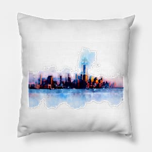 New York Skyline watercolor painting Pillow