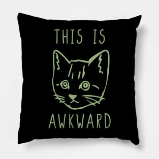 Sage Awkward Cat Pillow