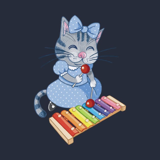 Cute Kitty & Xylophone by Arteli Studio