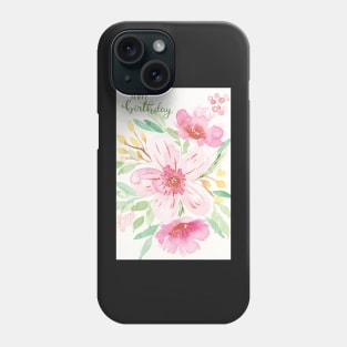 Happy Birthday Watercolor Bouquet | Watercolor Greeting Card Phone Case