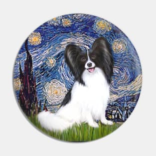 Starry Night with a Black and White Papillon Pin