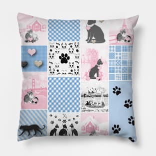 Cat Lovers Patchwork Pattern Pillow