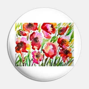 Poppies Watercolor Painting Pin