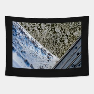 Ice floe on the river aerial view Tapestry