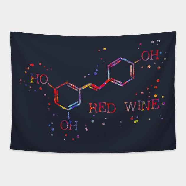 Red wine molecule, Tapestry by RosaliArt