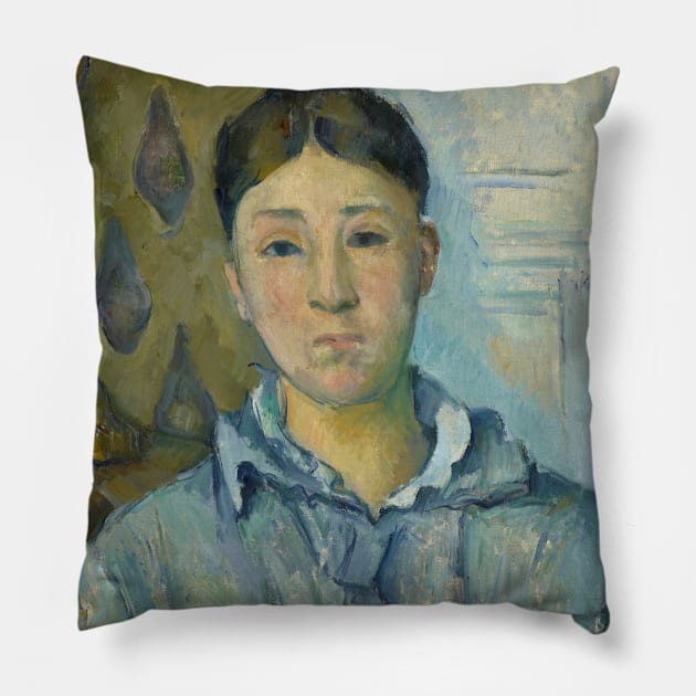 Madame Cezanne in Blue by Paul Cezanne Pillow by Classic Art Stall