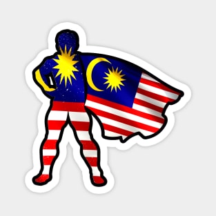 Malaysian Hero Wearing Cape of Malaysia Flag Proud To Be Malaysian Team Magnet