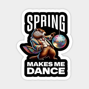 Spring Makes Me Dance Groundhog Funny Spring Dance Magnet