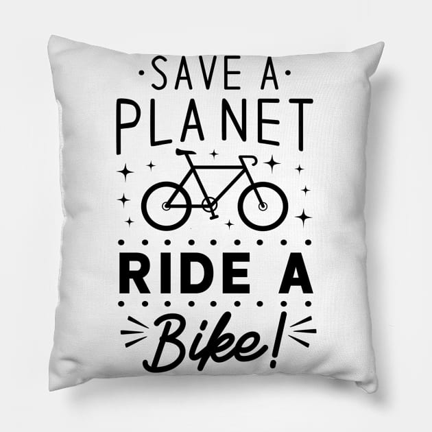 Save the planet ride a bike Pillow by BunnyCreative