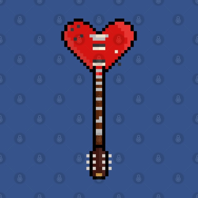 Pixel Poker Suit Heart Guitar by gkillerb