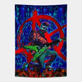 Skeleton plays the guitar Tapestry