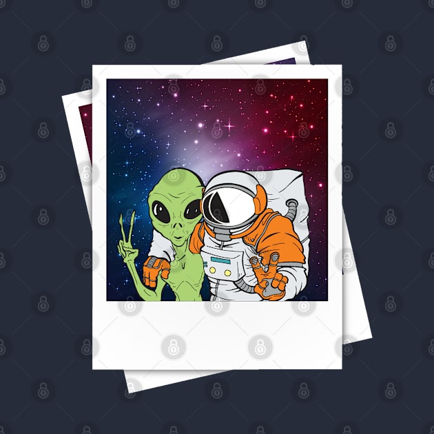 Space Selfie Alien and Astronaut by meowstudio