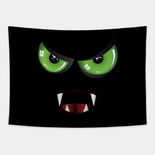 Evil face with green eyes Tapestry