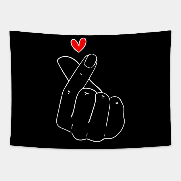 K-Pop Finger Heart Tapestry by deanbeckton