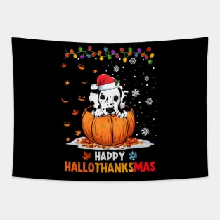 Dalmatian On Pumpkin Happy Hallothanksmas Tapestry