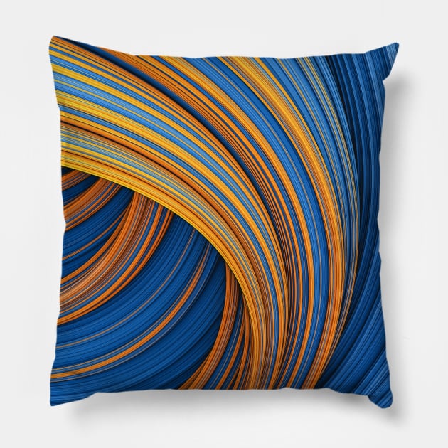 Fountain Flux Orange and Blue Abstract Wave Minimal Artwork Pillow by love-fi