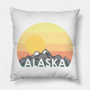 Alaska Cruise With Mountains and Sunset Pillow