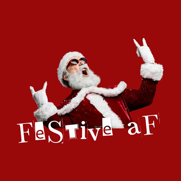 Festive AF Christmas Rad Rock Santa Metal Alt Punk design by RandomOutburst