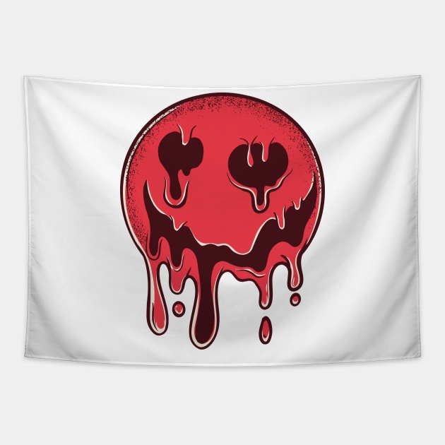 Melting Dark Smiley Tapestry by madeinchorley