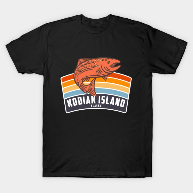 Kodiak Island Alaska Salmon Fishing Graphic - Salmon Fishing Retro Gift For  Men Women - T-Shirt