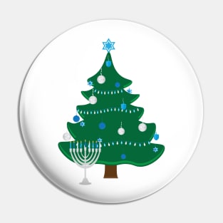 Hanukkah Tree and Menorah Pin