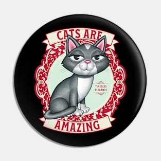 Kitty Cat with Cute Red Wreath with Cats are Amazing Pin