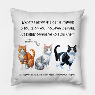 Experts agree if a cat is making biscuits on you - funny watercolour cat design Pillow