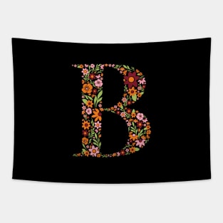 Retro Floral Letter B Tapestry