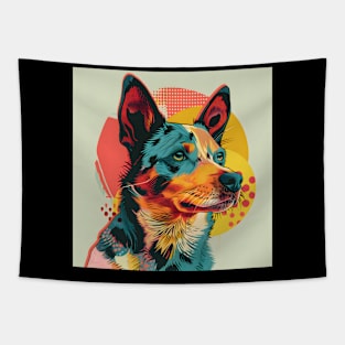 70s Australian Terrier Vibes: Pastel Pup Parade Tapestry