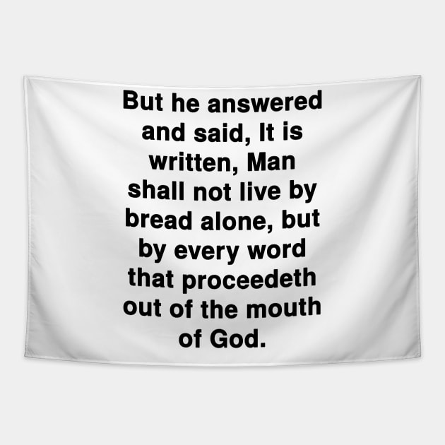 Matthew 4:4  Bible Verse Typography KJV Tapestry by Holy Bible Verses