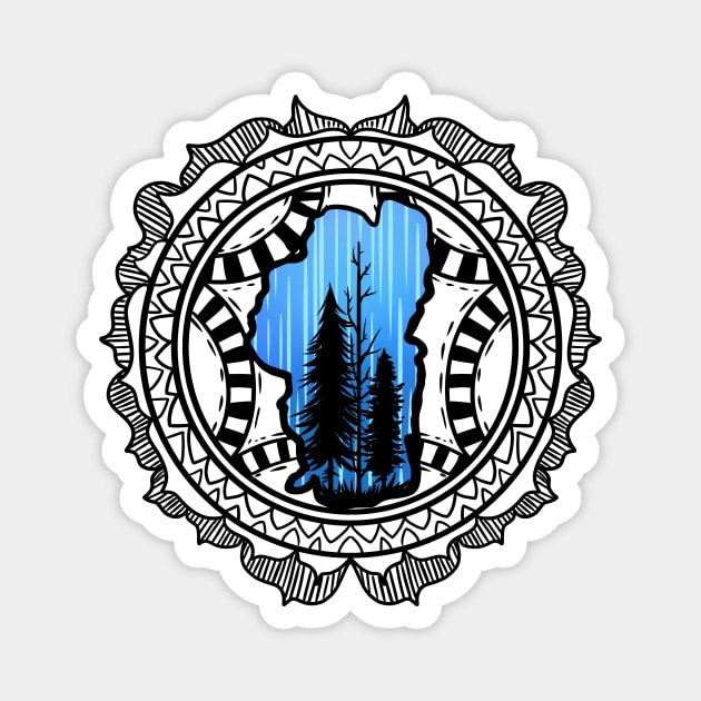 Lake Tahoe - Mandala Magnet by Manfish Inc.