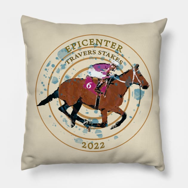 Epicenter Travers Stakes Winner 2022 Pillow by Ginny Luttrell