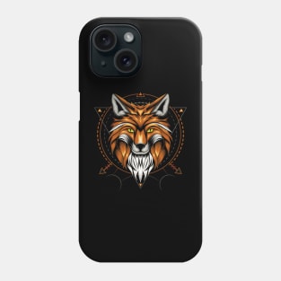 Fox illustration with ornament background Phone Case