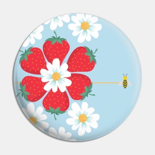 Strawberry and Bees Pin