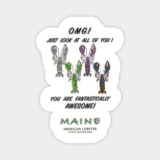 Lobster, Lobsters, Maine, funny sayings, OMG! Magnet