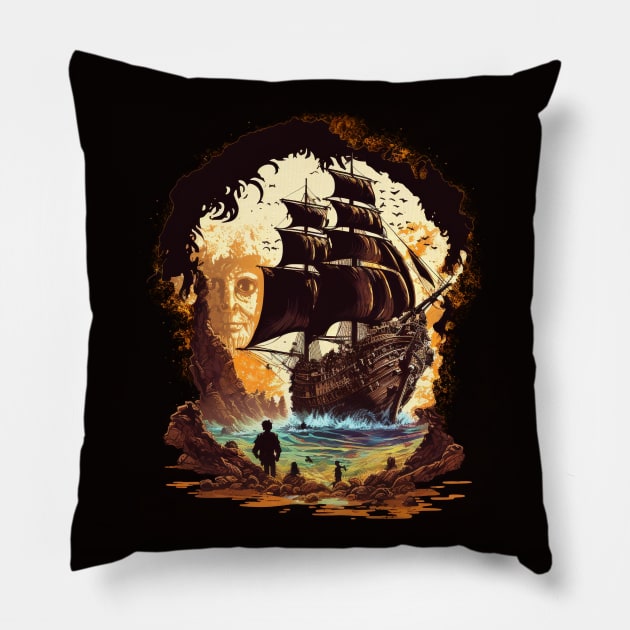 Pirate Ship - the goonies Pillow by Buff Geeks Art