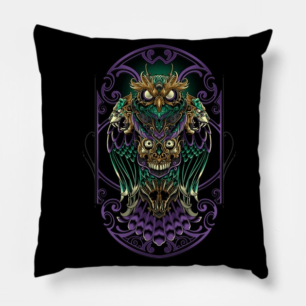 Grand Horned Owl Pillow by angoes25