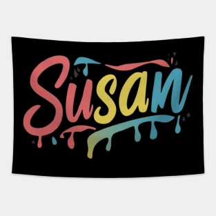 Funny Personalized Susan name colorful retro design Cool Tee Tapestry