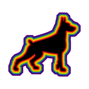 LGBTQ+ rainbow Doberman dog silhouette T-Shirt