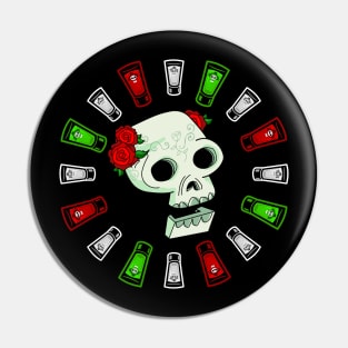 Tequila Skull Wreath Pin