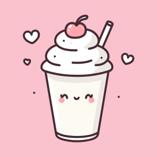 Kawaii Vanilla Milkshake with Hearts | Milkshake Brings All the Boys | Kawaii Food T-Shirt